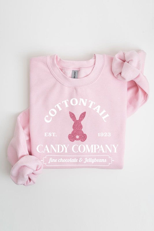 Easter Bunny Glitter Graphic Fleece Sweatshirts