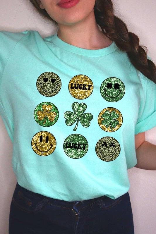 Smile Face St Patricks day Graphic T Shirts.