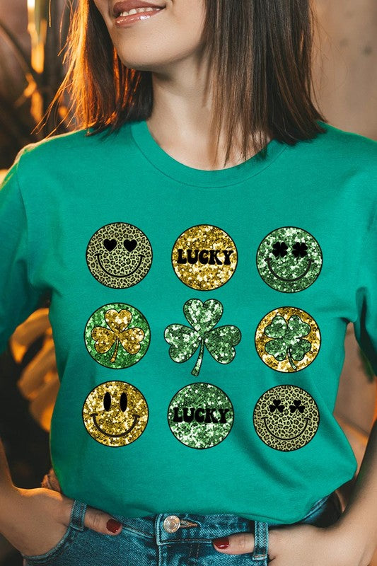 Smile Face St Patricks day Graphic T Shirts.