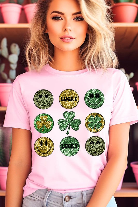 Smile Face St Patricks day Graphic T Shirts.