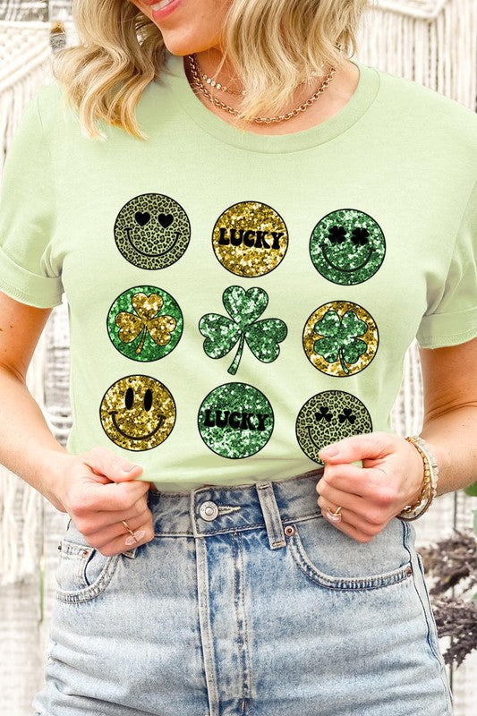 Smile Face St Patricks day Graphic T Shirts.