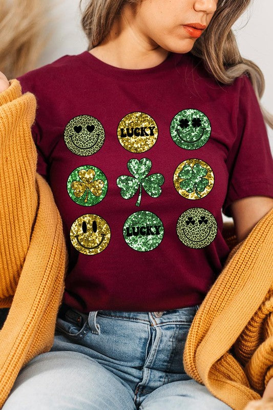 Smile Face St Patricks day Graphic T Shirts.