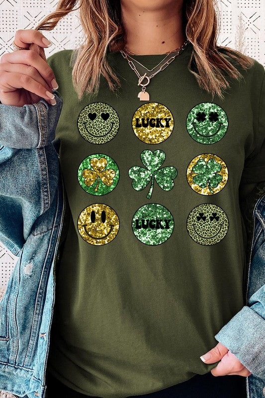 Smile Face St Patricks day Graphic T Shirts.