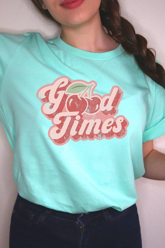 Retro Good Times Cherry Fruit Graphic T Shirts