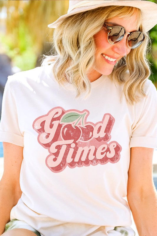 Retro Good Times Cherry Fruit Graphic T Shirts