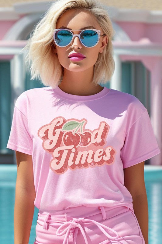 Retro Good Times Cherry Fruit Graphic T Shirts