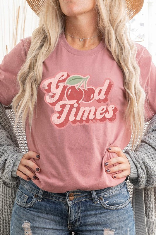 Retro Good Times Cherry Fruit Graphic T Shirts