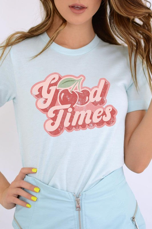 Retro Good Times Cherry Fruit Graphic T Shirts