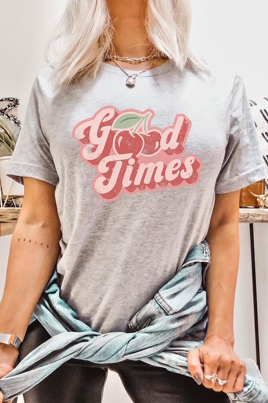 Retro Good Times Cherry Fruit Graphic T Shirts