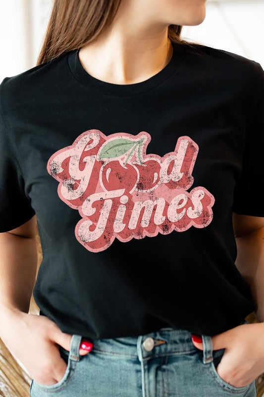 Retro Good Times Cherry Fruit Graphic T Shirts