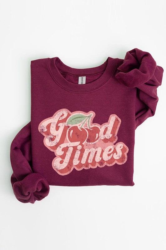 Good Times Cherry Fruit Graphic Fleece Sweatshirts