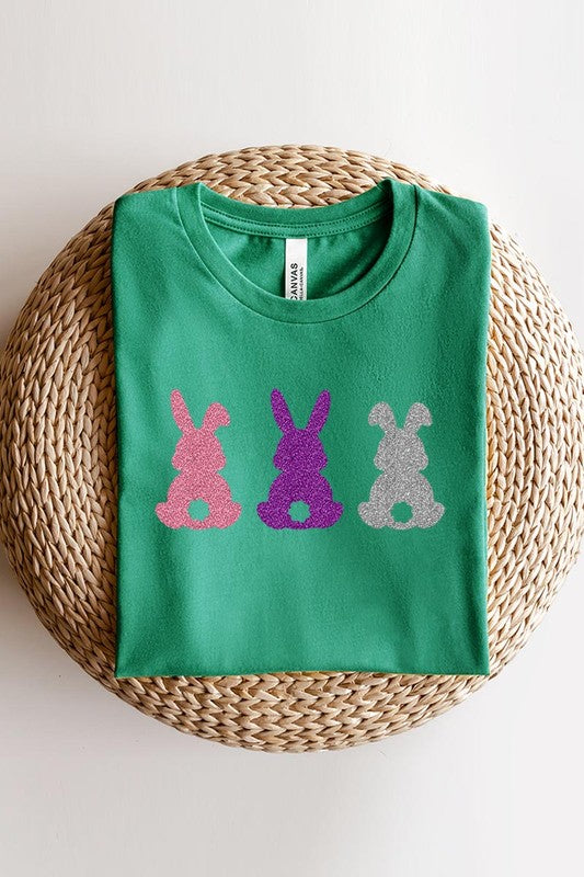 Easter Bunny Glitter Patch Graphic T Shirts