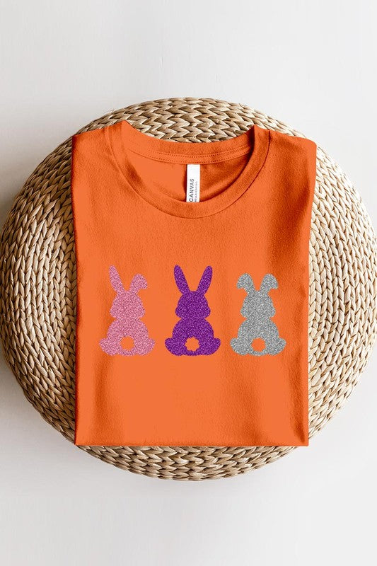 Easter Bunny Glitter Patch Graphic T Shirts