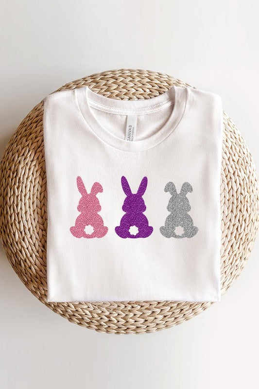 Easter Bunny Glitter Patch Graphic T Shirts