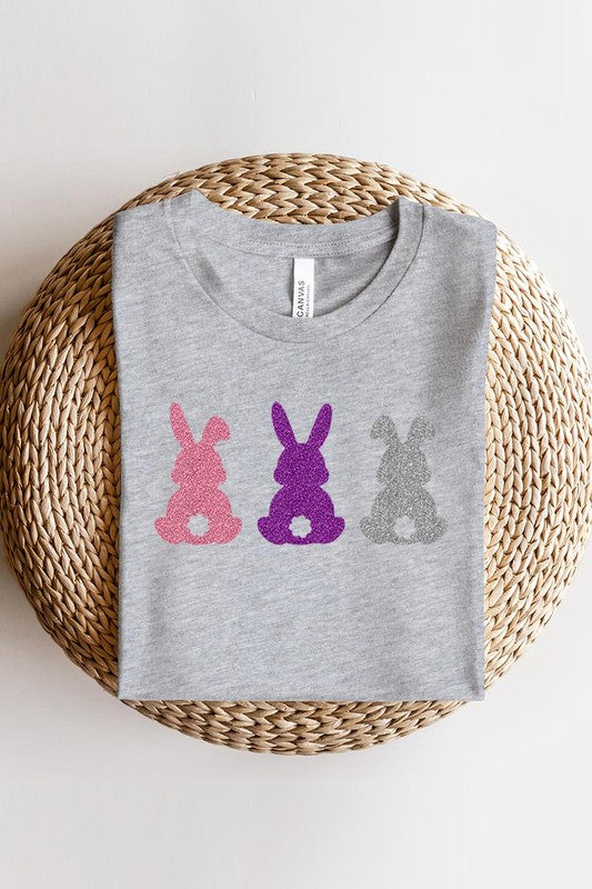 Easter Bunny Glitter Patch Graphic T Shirts