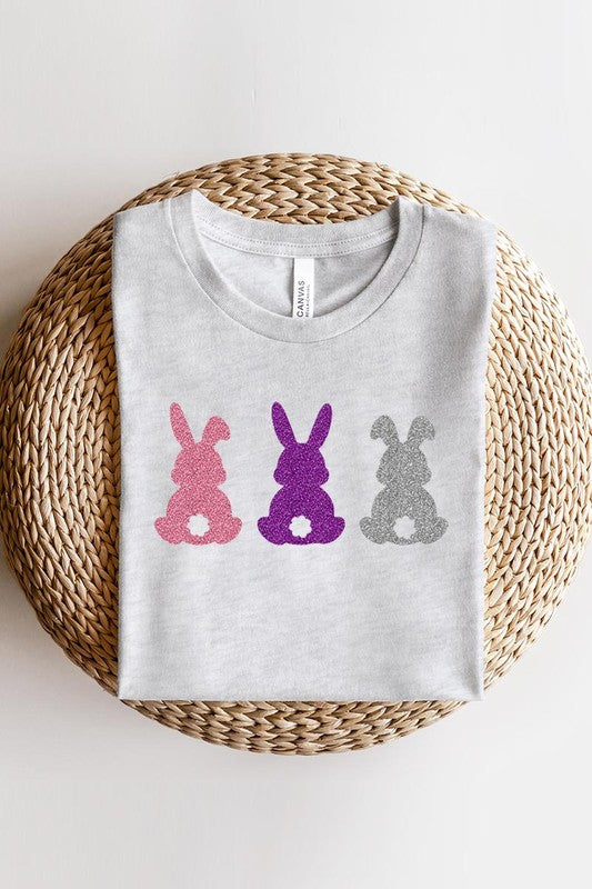 Easter Bunny Glitter Patch Graphic T Shirts