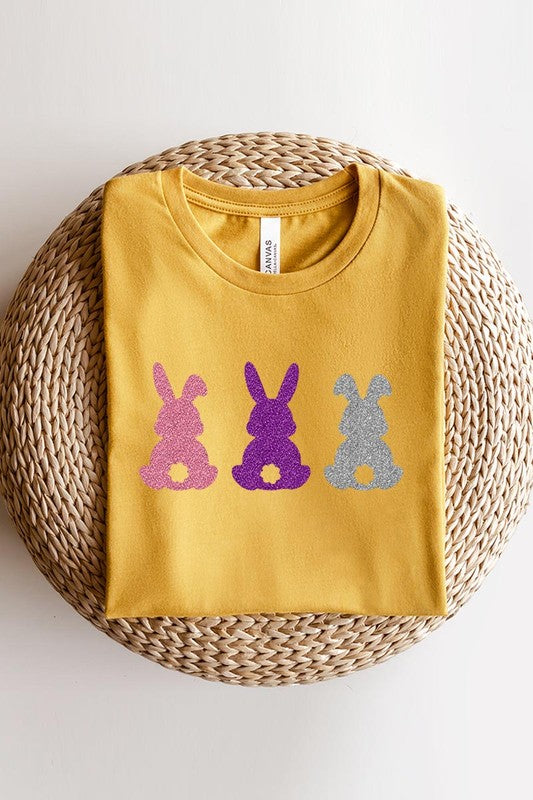 Easter Bunny Glitter Patch Graphic T Shirts