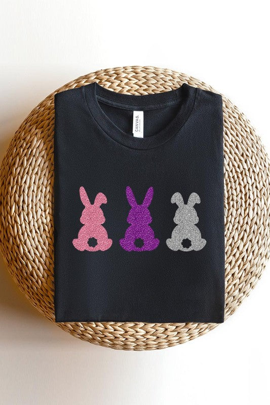 Easter Bunny Glitter Patch Graphic T Shirts