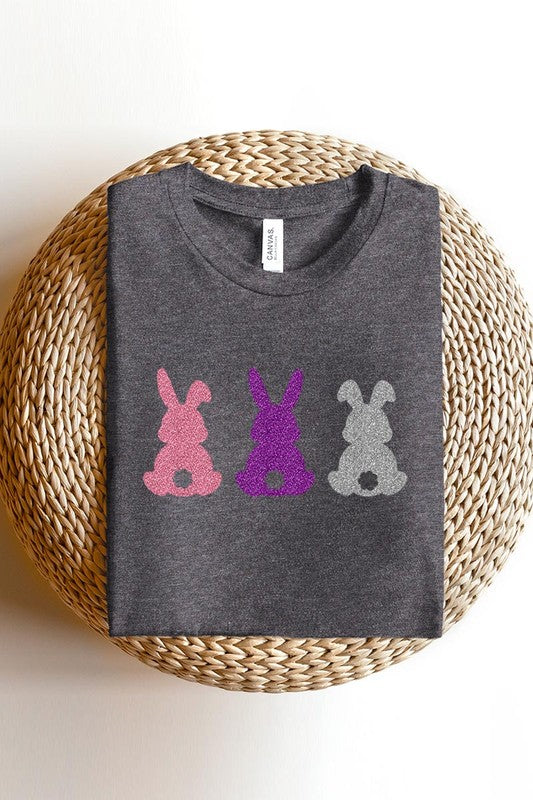 Easter Bunny Glitter Patch Graphic T Shirts