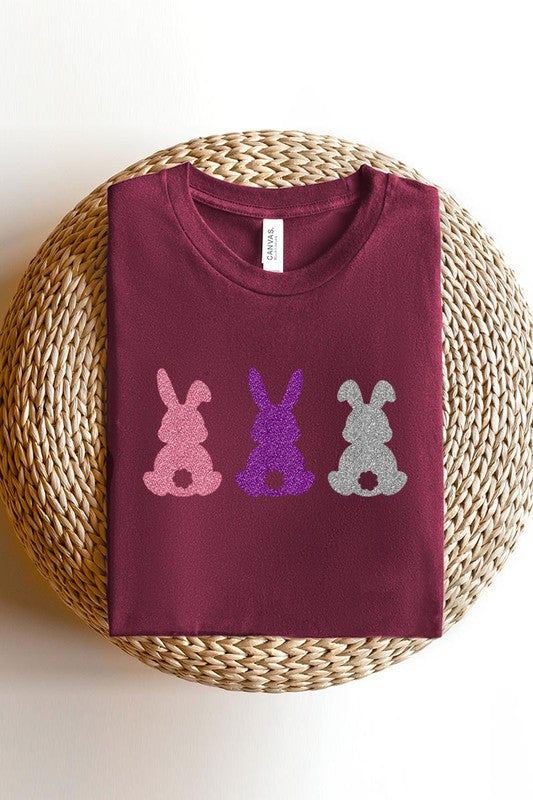 Easter Bunny Glitter Patch Graphic T Shirts