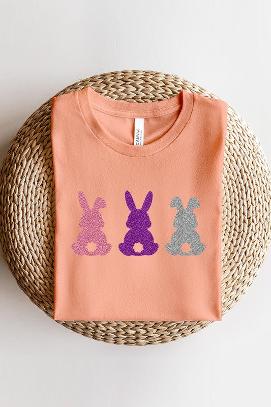 Easter Bunny Glitter Patch Graphic T Shirts