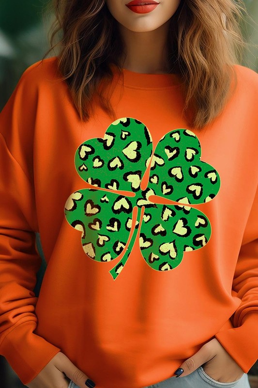 Four Leaf Clover Graphic Fleece Sweatshirts