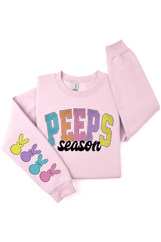 Easter Peeps Sleeve Graphic Fleece Sweatshirts