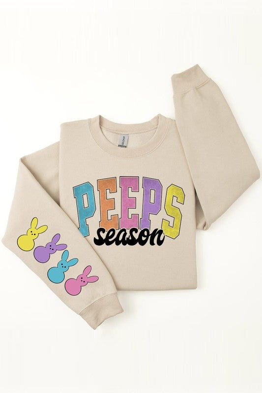 Easter Peeps Sleeve Graphic Fleece Sweatshirts