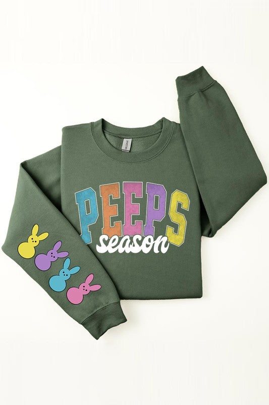 Easter Peeps Sleeve Graphic Fleece Sweatshirts