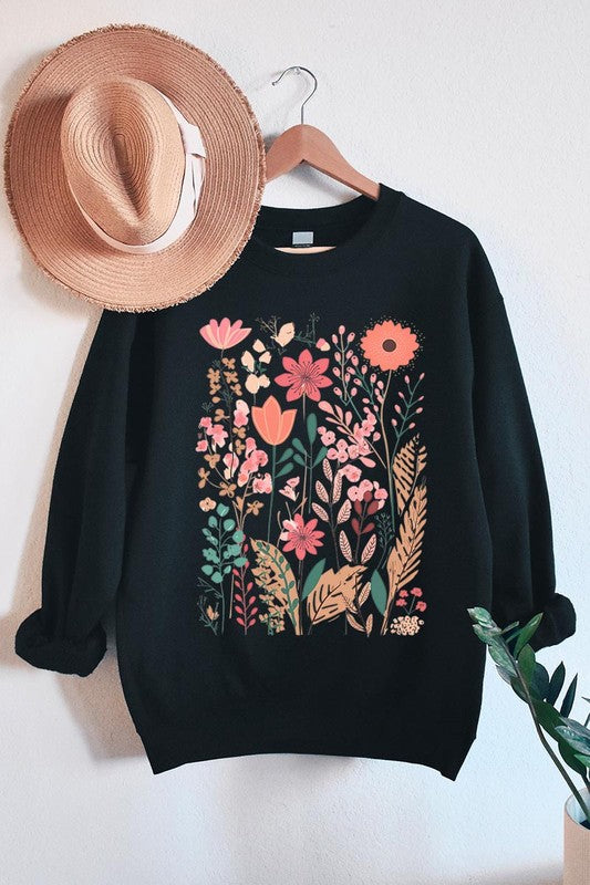 Wildflower Floral Graphic Fleece Sweatshirts