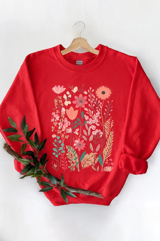 Wildflower Floral Graphic Fleece Sweatshirts