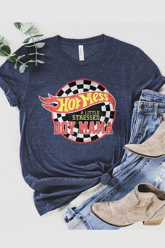 Hot Mess Boy Mama Graphic T Shirts