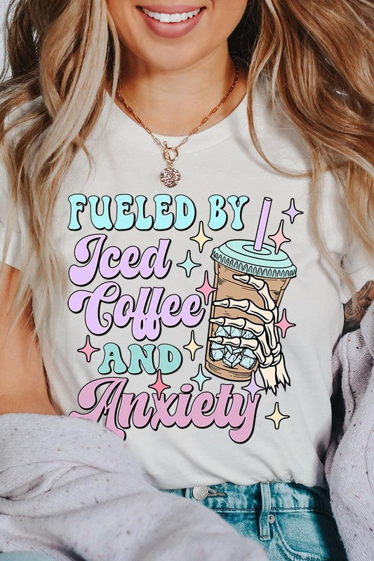 Iced Coffee Anxiety Skeleton Graphic T Shirts