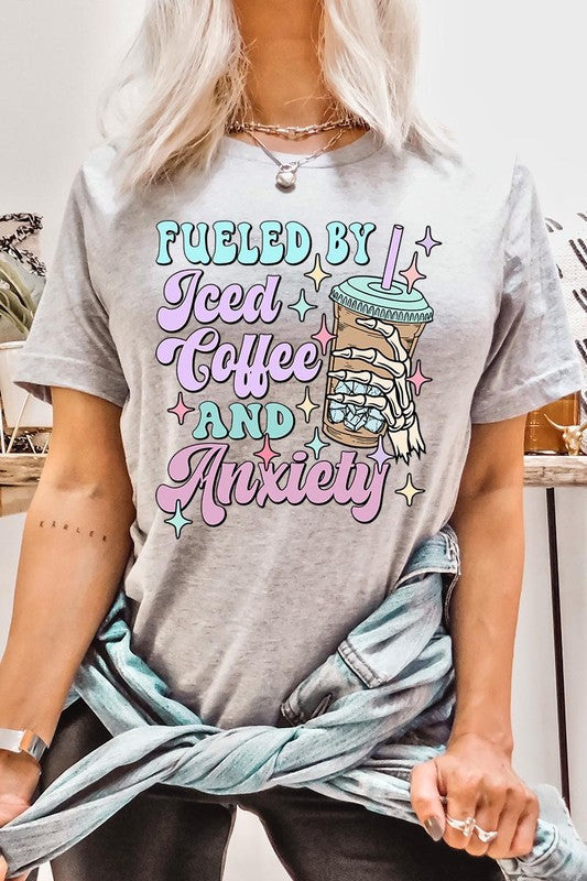 Iced Coffee Anxiety Skeleton Graphic T Shirts