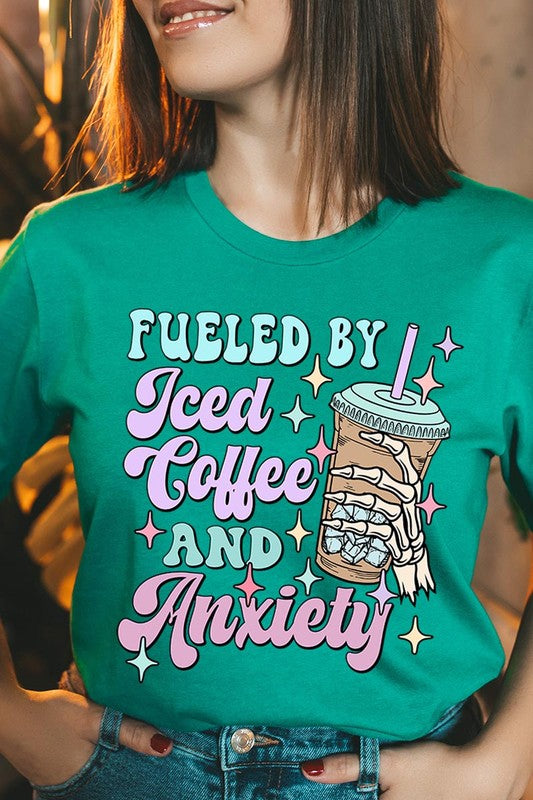 Iced Coffee Anxiety Skeleton Graphic T Shirts