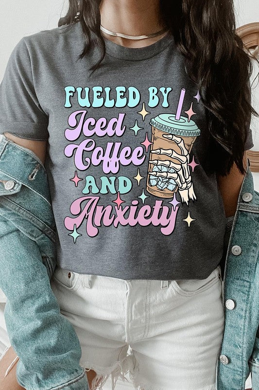 Iced Coffee Anxiety Skeleton Graphic T Shirts