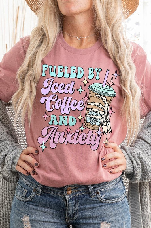 Iced Coffee Anxiety Skeleton Graphic T Shirts