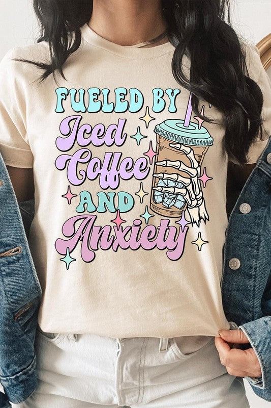 Iced Coffee Anxiety Skeleton Graphic T Shirts