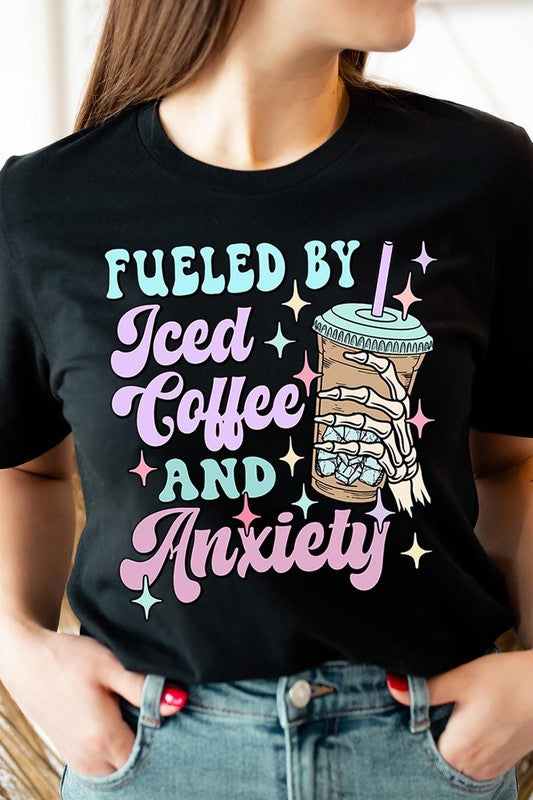 Iced Coffee Anxiety Skeleton Graphic T Shirts