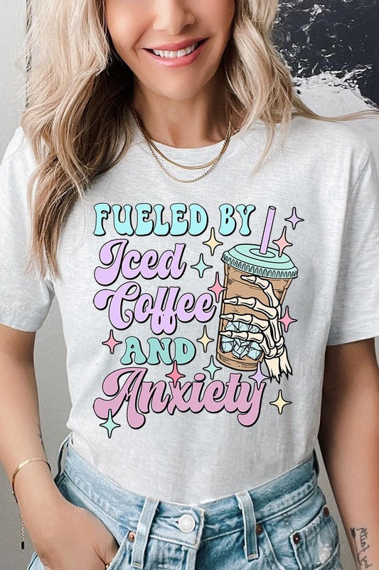 Iced Coffee Anxiety Skeleton Graphic T Shirts