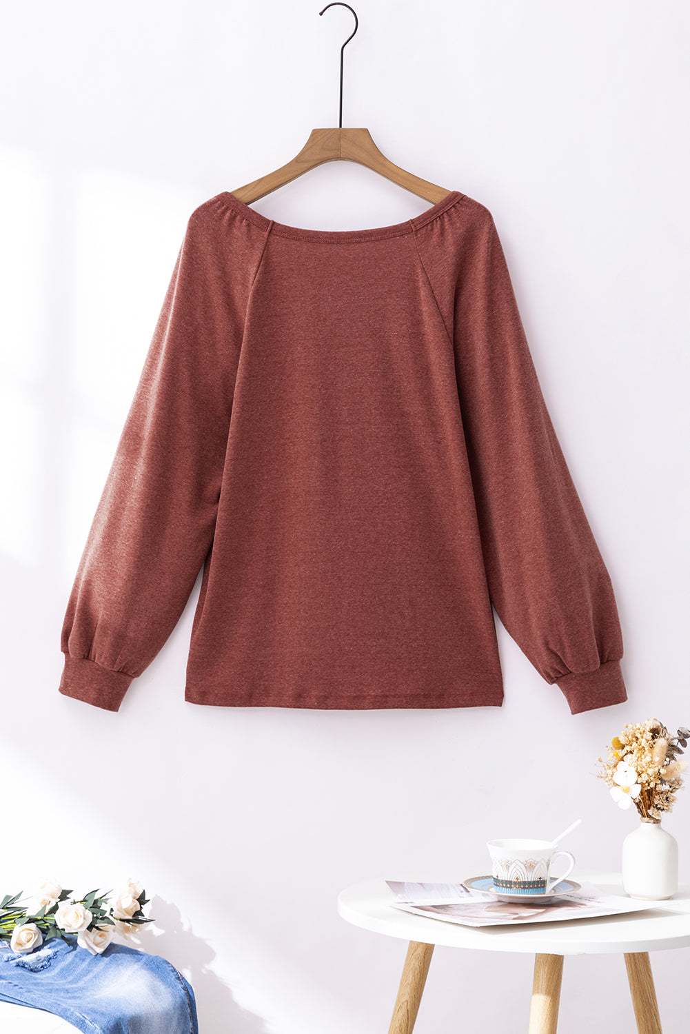 Gold Flame Square Neck Plus Size Knit Top