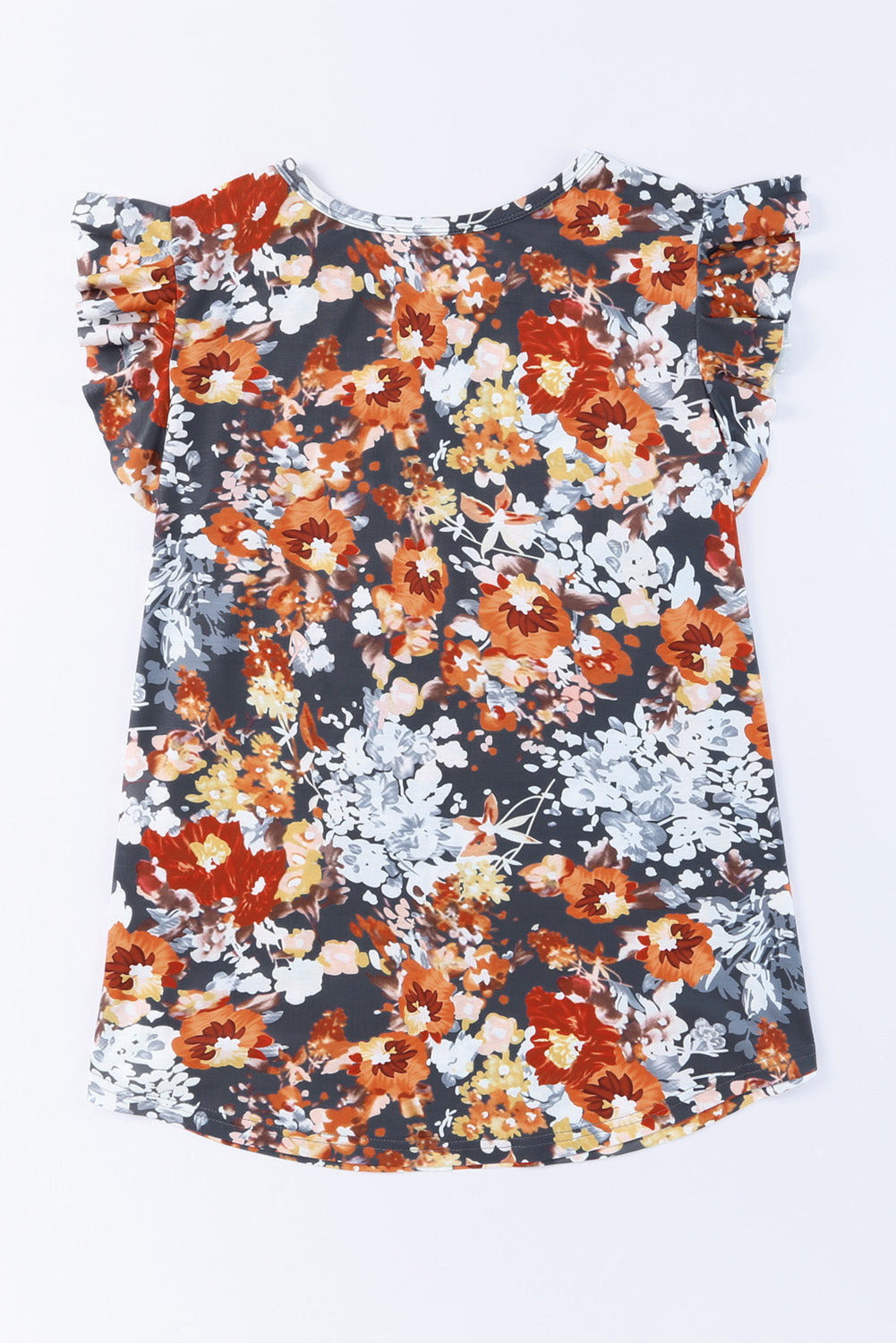 Multicolor Vintage Floral Flutter Sleeve Plus Top