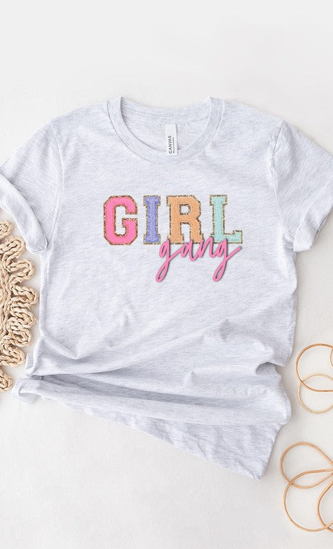 Girl Gang Faux Chenille Letters Graphic Tee